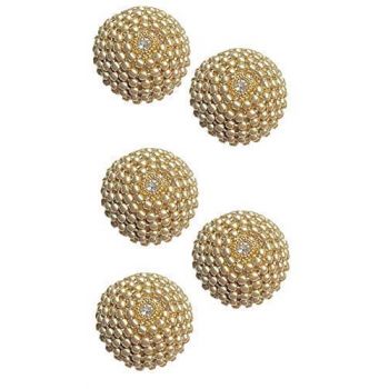 Fancy Mix Material Jewellary Buttons for Kurties Gowns and Party Wears Dresses (Golden) - Set of 5