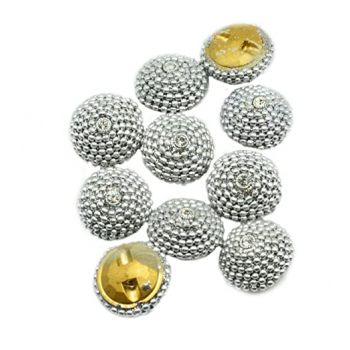 10 Pcs Designer Shiny Buttons for Coat, Sherwani, Kurti and Sewing Crafts 2.5 cm 2 Holes-Silver
