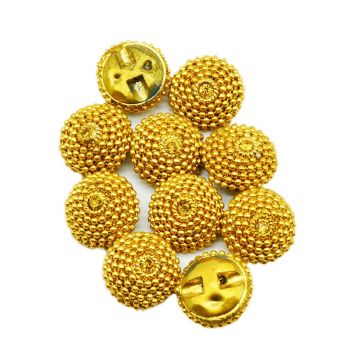 10 Pcs Designer Shiny Buttons for Coat, Sherwani, Kurti and Sewing Crafts 2.5 cm 2 Holes-Golden